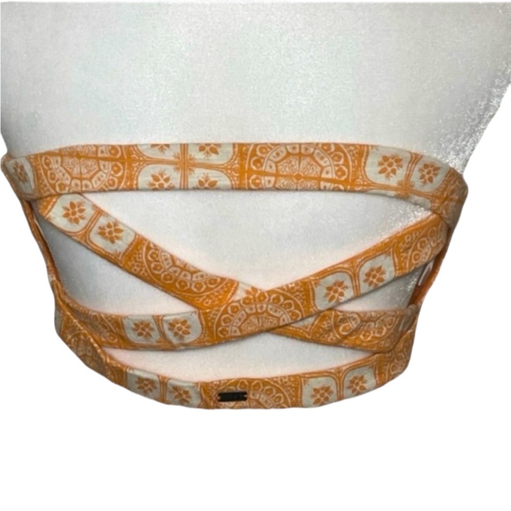 Roxy Orange & White Strapless Bandeau Top Women’s Size Medium - Picture 3 of 10